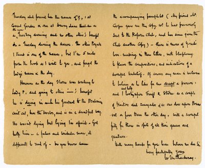Brev fra William Makepeace Thackery til TW Gibbs, 12. september 1851. av William Makepeace Thackeray