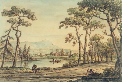 En utsikt over Firenze (penn og blekk og akvarell) av William Marlow