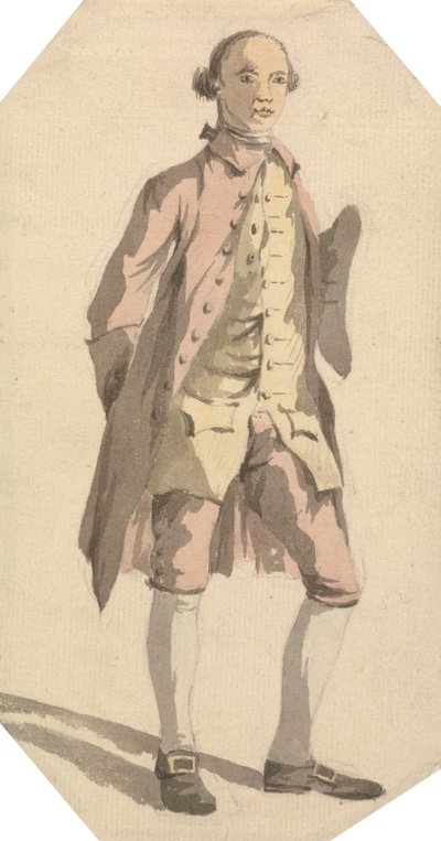 Full lengde mann med tricorn lue under venstre arm av William Marlow