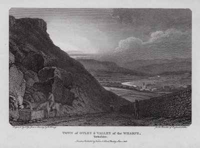 Byen Otley og Valley of the Wharfe, Yorkshire (gravering) av William Marshall (after) Craig