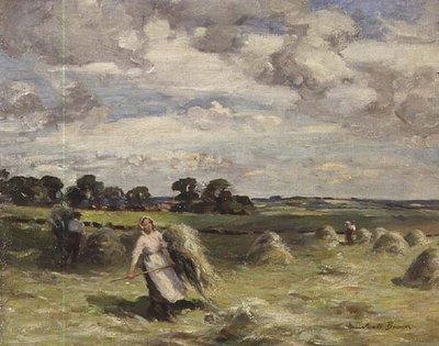 Høsting nær Saltoun, Øst-Lothian av William Marshall Brown