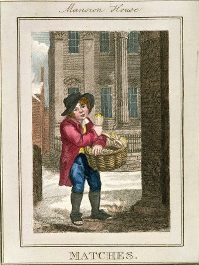 Matches, Mansion House, fra "Cries of London", pub. av Richard Phillips (1778-1851) 1804 av William Marshall Craig