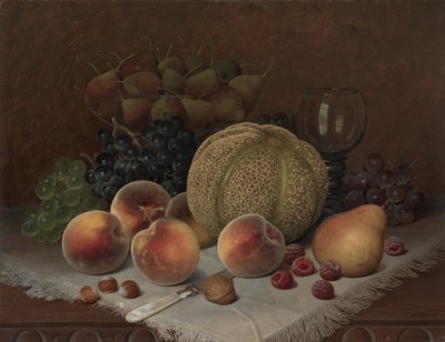 Stilleben med cantaloupemelon av William Mason Brown