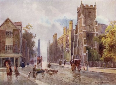 St Botolphs Church og Corpus College fra Steps of the Pitt Press, Trumpington Street av William Matthison