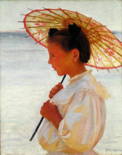 Jente med en kinesisk parasoll av William McGregor Paxton