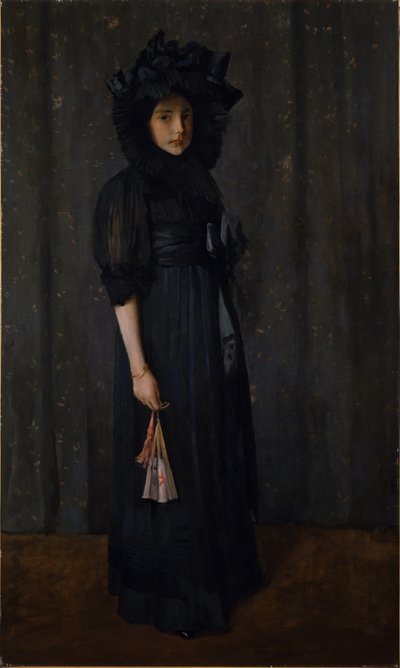 Kunstnerens datter i morens kjole (Ung pike i svart) av William Merritt Chase