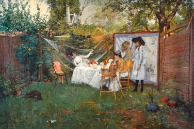 Frokost utendørs av William Merritt Chase