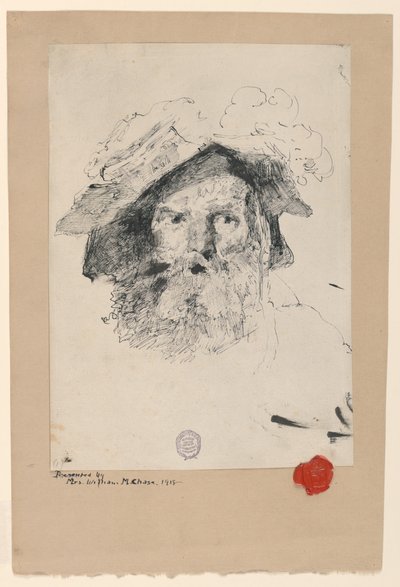 Hodet til en skjeggete mann av William Merritt Chase