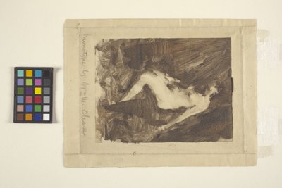 Sittende naken (monotype) av William Merritt Chase