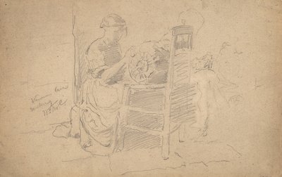 Venetian Lace Making, 1877-8 (grafitt på lagt papir) av William Merritt Chase