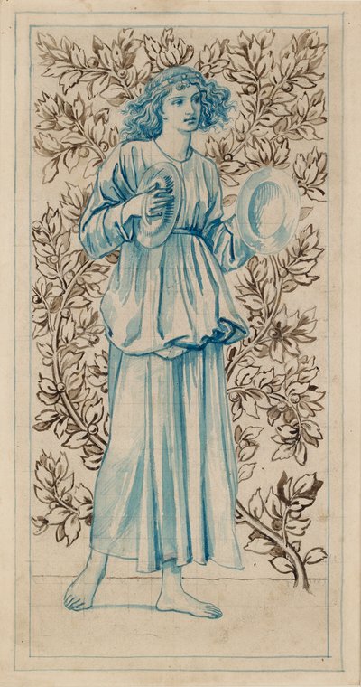 En kvinne som spiller cymbaler, sent på 1800-tallet av William Morris