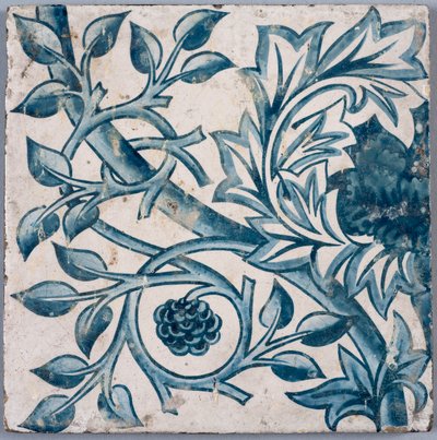 Blått blomstermotiv. Tegl, 1870-1880-tallet. av William Morris