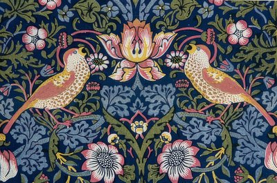Jordbærtyven. Dekorasjonsstoff (detalj). 1883 av William Morris
