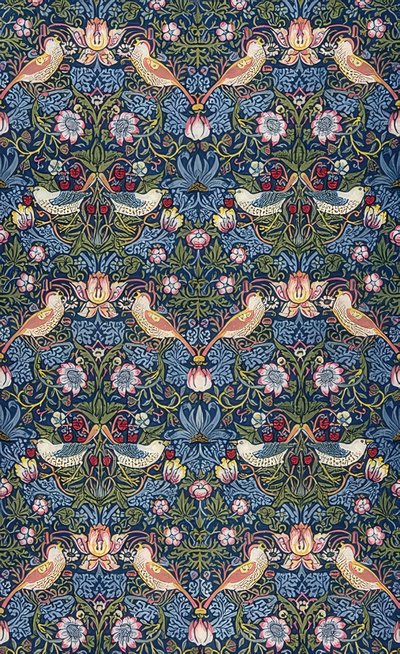 Jordbærtyven. Dekor stoff. 1883 av William Morris