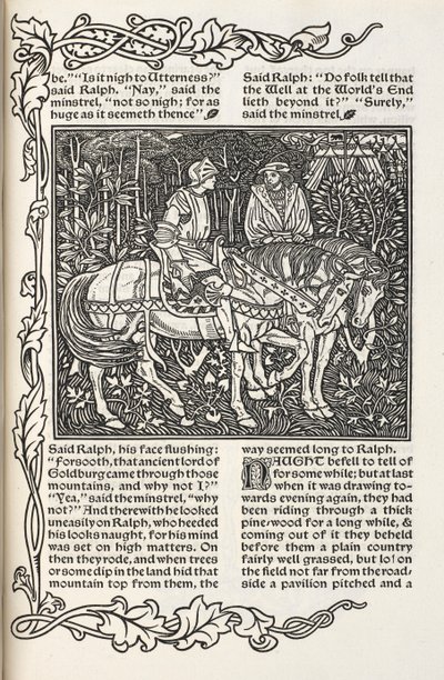 Illustrasjon til historien «Brønen ved verdens ende». Illustrasjon og design av William Morris. av William Morris