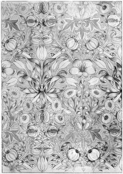 Tapet med lilje- og granateplemønster, 1887 1934. av William Morris