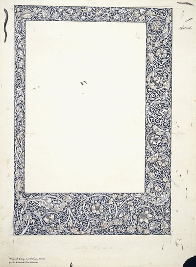 Originaltegning for en helsides kantlinje av William Morris