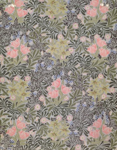 Tapetdesign med tulipaner, tusenfryd og kaprifol (tapet) av William Morris