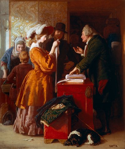 "" Velge brudekjole "" Detalj. Maleri av William Mulready (1786-1863). 1845. London. Victoria and Albert Museum. av William Mulready