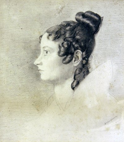 Portrett av Charlotte Rolfe (blyant og fargeblyant på papir) av William Mulready