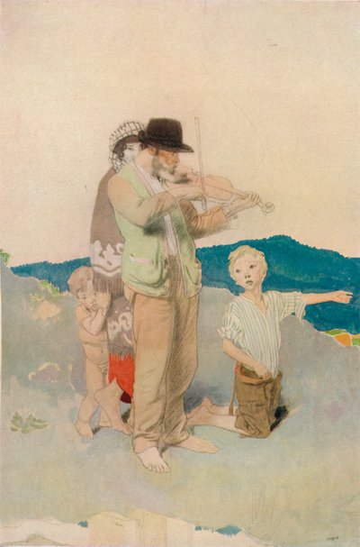The Fiddler, Study for Central Group in the Wayside Wedding, c1923 av William Newenham Montague Orpen