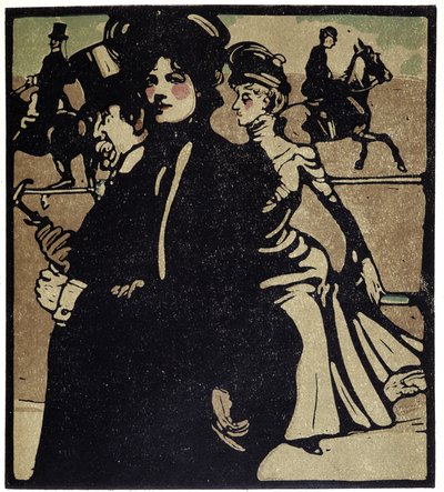 Aristocrats at the races, London - i "" Types of London"", av William Nicholson (1872-1949), ed Floury av William Nicholson