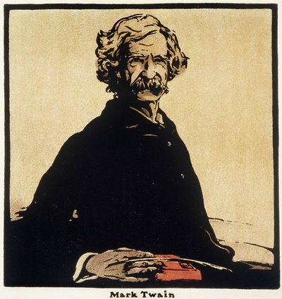 Portrett av Mark Twain (1835-1910) amerikansk forfatter - tegning av William Nicholson (1872-1949) av William Nicholson