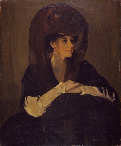 The Brown Veil Portrait of Mrs Harrington Mann, 1905. av William Nicholson
