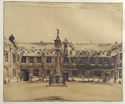 Front Quad ved Corpus Christi College, Oxford (penn og blekk med vask på papir) av William Nicholson