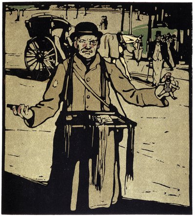 Toy Merchant, London - i "" Types of London"", av William Nicholson (1872-1949), ed Floury av William Nicholson