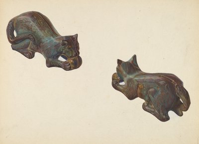 Myntbank for katt og ball, ca. 1939. av William O. Fletcher