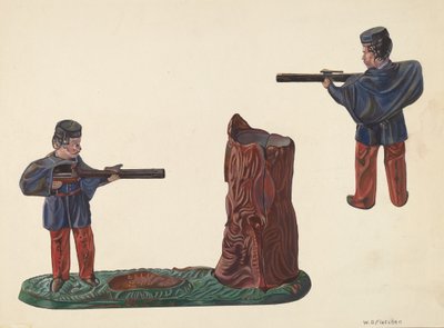 Civil War Soldier & Tree Trunk Bank, ca. 1937. av William O. Fletcher
