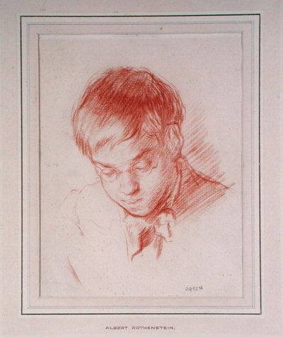 Portrett av Albert Rothenstein (Rutherstone) (1881-1953) 1899 (rød blyant på papir) av William Orpen