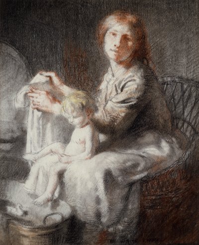 The White Swan (Grace and Kit) (pastell og svart fargestift) av William Orpen