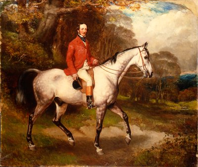Portrett av Thomas Conolly, sittende på en flekkete grå jeger av William Osborne