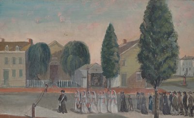 Infant Funeral Procession, 1870s.    1155218   no       norwegian Successfully Translated  Original: The Apparition of Virgin Mary in Lourdes - The Virgin appears to Bernadette Soubirous (1844-1879) in Lourdes in 1858 - - Engraving from “” Religious teachi av William P. Chappel
