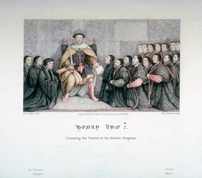 Henry VIII som ga charteret til Barber Surgeons, 1500-tallet, 1817. av William P Sherlock