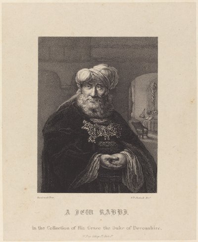 En jødisk rabbiner av William P. Sherlock after Rembrandt van Rijn