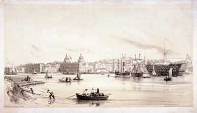 Utsikt over Greenwich over Themsen, London, c1841. av William Parrott