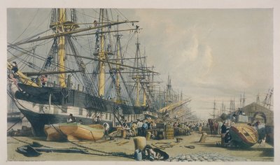 Utsikt over West India Docks fra sørøst, 1840 av William Parrott