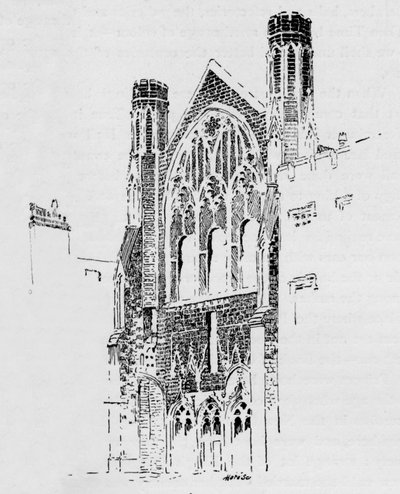 Østfronten av St. Stephens Chapel slik det så ut etter brannen i 1834, c1897 av William Patten