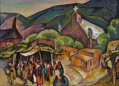 Festdag: San Juan Pueblo, ca. 1921. av William Penhallow Henderson