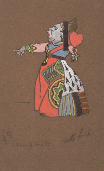 Queen of Hearts kostymedesign for Alice-in-Wonderland. av William Penhallow Henderson