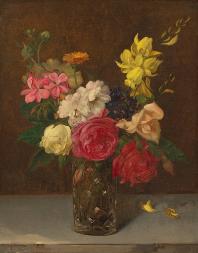 Blomster i en vase av slipt glass av William Perkins Babcock