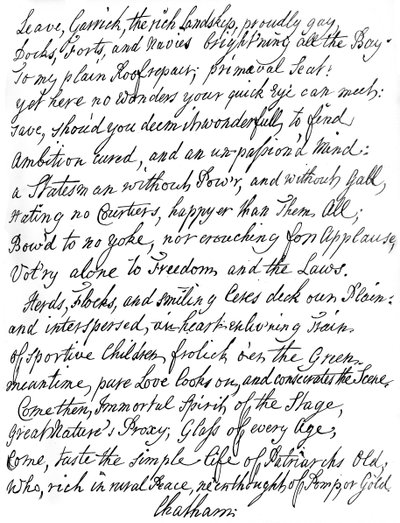 Dikt av Lord Chatham til David Garrick, 1700-tallet, 1840 av William Pitt
