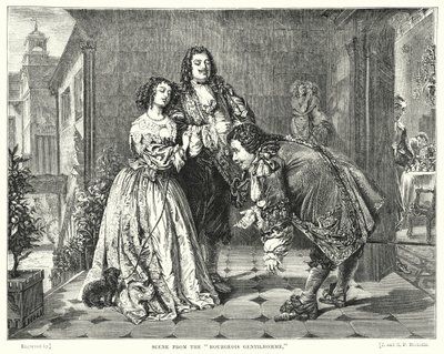 Scene fra Bourgeois Gentilhomme (gravering) av William Powell (after) Frith