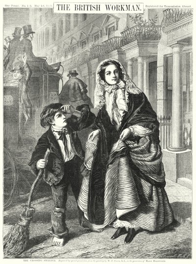 The Crossing Sweeper (gravering) av William Powell (after) Frith