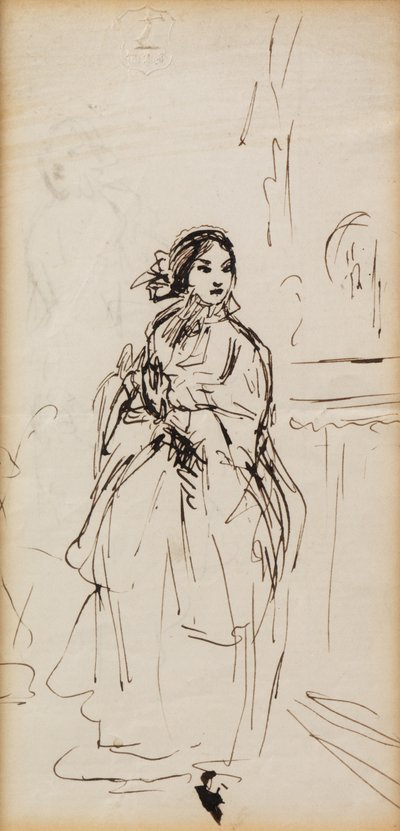 Hurrying Girl (penn og blekk) av William Powell Frith