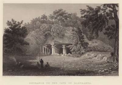 Inngang til Cave of Elephanta (gravering) av William Purser