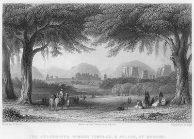 De berømte hindootemplene og palasset i Madura (gravering) av William Purser